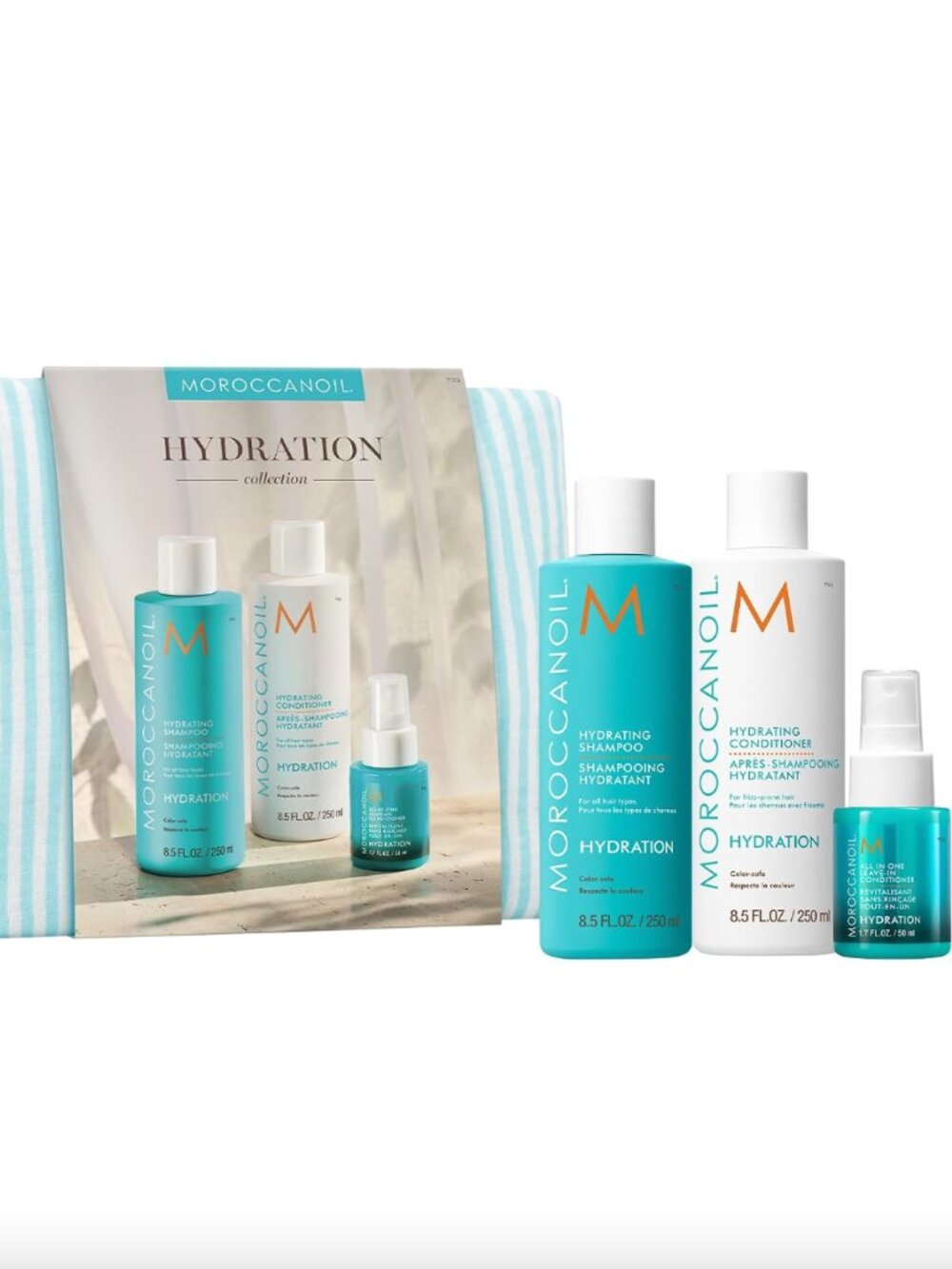 NEW Moroccanoil Hair Moisture Repair Gift Set Shampoo Conditioner Leave In Pouch